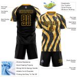 Custom Black Gold Animal Print Soccer Uniform Jersey for Kids and Adults Personalized Black Gold Animal Print Sublimation