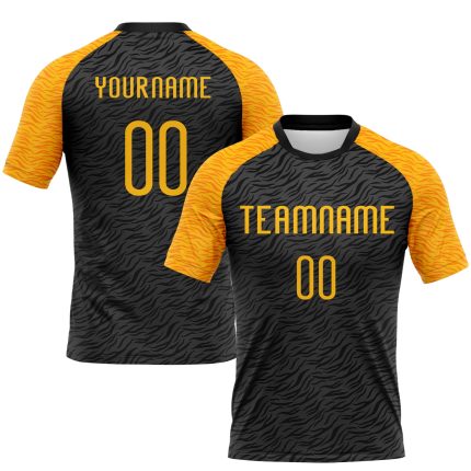 Personalized Animal Print Volleyball Jersey - Black Gold Sublimation Uniform Personalized Black Gold Animal Print Sublimation
