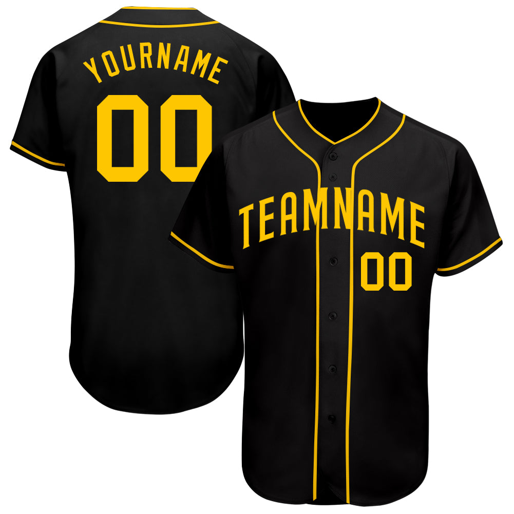 Personalized Black Gold Baseball Jersey - Custom Authentic Team Apparel Personalized Black Gold Authentic Baseball Jersey