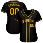 Personalized Black Gold Baseball Jersey - Custom Authentic Team Apparel Personalized Black Gold Authentic Baseball Jersey