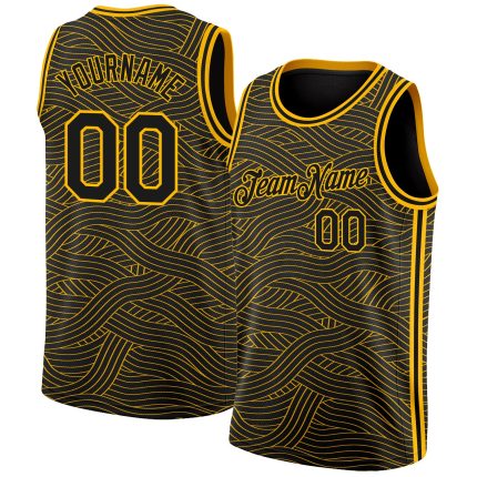 Custom Name & Number Personalized Black Gold City Edition Basketball Jersey Personalized Black Gold Authentic City Edition