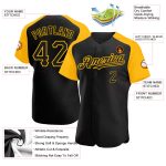 Custom Name and Number Personalized Black Gold Baseball Jersey Raglan Sleeves - Authentic Team Apparel Personalized Black