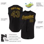 Custom Personalized Black Gold Sleeveless Baseball Jersey with Name and Number Personalized Black Gold Authentic Sleeveless
