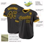 Custom Name Number Authentic Black Gold Throwback Baseball Jersey Personalized Team Gear Personalized Black Gold Authentic