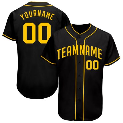 Custom Black Gold Baseball Jersey for Men and Women - Personalized Sports Apparel Personalized Black Gold Baseball Jersey