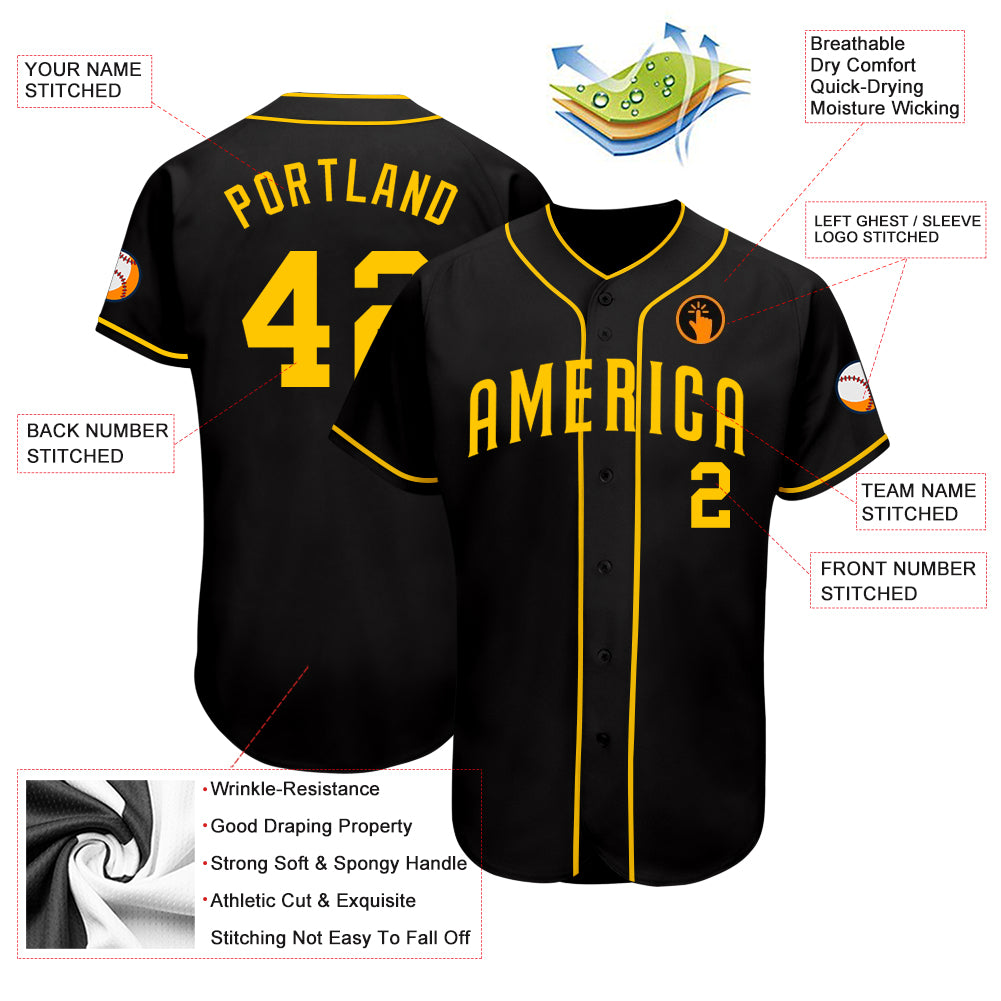 Personalized Black Gold Baseball Jersey 2 Custom Black Gold Baseball Jersey for Men and Women - Personalized Sports Apparel Personalized Black Gold Baseball Jersey - Image 3