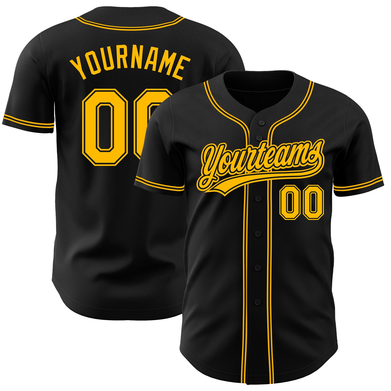 Personalized Black Gold Baseball Jersey for Men and Women - Custom Team Apparel Personalized Black Gold Baseball Jersey 3