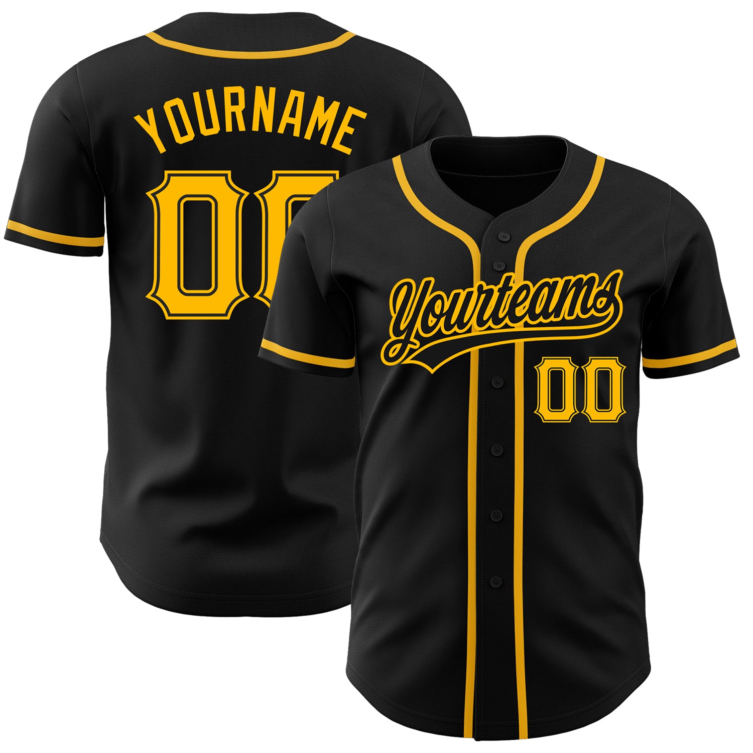 Personalized Black Gold Baseball Jersey for Adults - Custom Name & Number 4 Personalized Black Gold Baseball Jersey 4