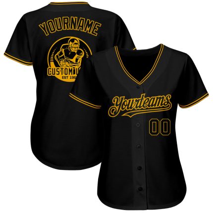 Personalized Black Gold Baseball Jersey - Custom Player Name & Number Personalized Black Gold Baseball Jersey 5