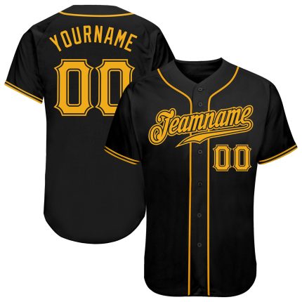 Custom Black and Gold Baseball Jersey - Personalized Sports Apparel Personalized Black Gold Baseball Jersey