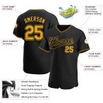 Custom Black Gold-Black Baseball Jersey with Personalized Name and Number - Authentic Team Apparel Personalized Black Gold-Black