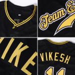 Custom Black Gold-Black Baseball Jersey with Personalized Name and Number - Authentic Team Apparel Personalized Black Gold-Black