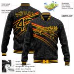 Personalized Black Gold 3D Bomber Jacket for Black History Month - Full-Snap Varsity Letterman Style Personalized Black Gold