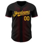 Custom Name and Number Black Gold-Burgundy 3D Geometric Baseball Jersey - Personalized Team Apparel Personalized Black Gold-Burgundy