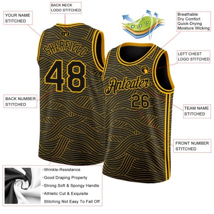 Custom Black Gold City Edition Basketball Jersey - Personalized Sports Apparel Personalized Black Gold City Edition Basketball