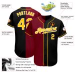 Custom Name Number Personalized Black Gold-Crimson Baseball Jersey Authentic Split Fashion Team Apparel Personalized Black