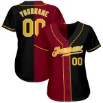 Custom Name Number Personalized Black Gold-Crimson Baseball Jersey Authentic Split Fashion Team Apparel Personalized Black