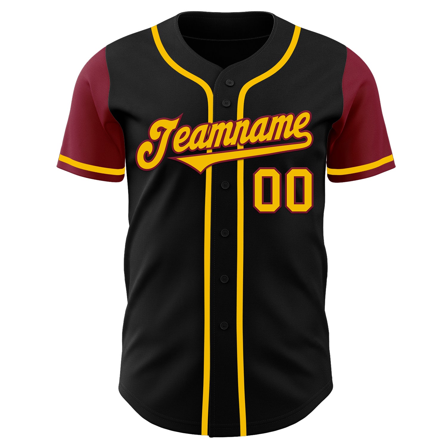 Personalized Black Gold-Crimson Two Tone Baseball Jersey Personalized Black and Gold Two-Tone Baseball Jersey - Custom Crimson Sports Apparel Personalized Black Gold-Crimson Two - Image 2