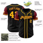 Personalized Black and Gold Two-Tone Baseball Jersey - Custom Crimson Sports Apparel Personalized Black Gold-Crimson Two