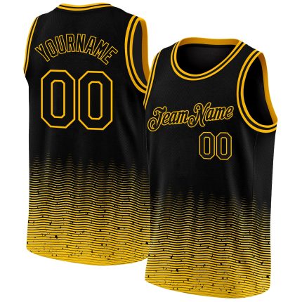 Custom Black Gold Fade Basketball Jersey with Personalized Name and Number - Authentic City Edition Personalized Black Gold