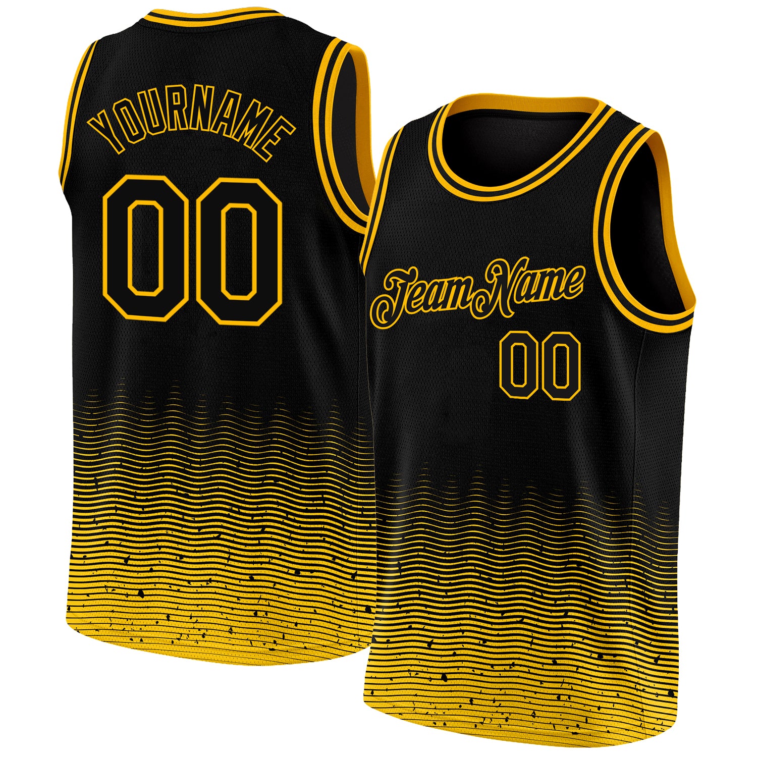 Personalized Black Gold Fade Basketball Jersey - Fashion City Edition Personalized Black Gold Fade Fashion City Edition Basketball