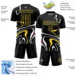 Personalized Black Gold Fluid Shapes Soccer Jersey Uniform for Sublimation Printing Personalized Black Gold Fluid Shapes