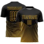Personalized Black and Gold Geometric Lines Soccer Jersey Uniform for Adults Personalized Black Gold Geometric Lines Sublimation