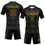 Custom Black Gold Geometric Volleyball Jersey Uniform - Sublimation Design Personalized Black Gold Geometric Shape Sublimation