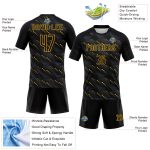 Custom Black Gold Geometric Volleyball Jersey Uniform - Sublimation Design Personalized Black Gold Geometric Shape Sublimation