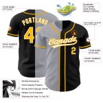 Personalized Black and Gray Fashion Baseball Jersey - Authentic Split Design Personalized Black Gold-Gray Authentic Split