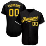 Personalized Black and Gray Baseball Jersey - Custom Sports Apparel for Fans Personalized Black Gold-Gray Baseball Jersey