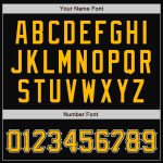 Personalized Two-Tone Black Gold-Gray Varsity Letterman Bomber Jacket Full-Snap Personalized Black Gold-Gray Bomber Full-Snap