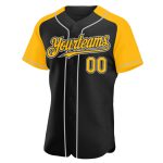 Personalized Black Gray Gold Raglan Baseball Jersey - Custom Sports Apparel Personalized Black Gold-Gray Raglan Sleeves Baseball
