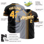 Personalized Gradient Baseball Jersey in Black Gold Gray White Fashion Design Personalized Black Gold Gray-White Gradient