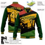 Personalized Black History Month 3D Bomber Varsity Letterman Jacket in Gold-Green Personalized Black Gold-Green Black History