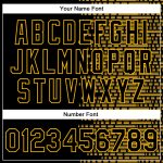 Personalized Black Gold 3D Halftone Bomber Varsity Letterman Jacket Personalized Black Gold Halftone 3D Bomber Full-Snap