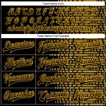 Personalized Black Gold 3D Halftone Bomber Varsity Letterman Jacket Personalized Black Gold Halftone 3D Bomber Full-Snap