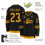 Custom Black and Gold Hockey Jersey - Personalized Team Apparel Personalized Black Gold Hockey Jersey