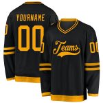 Custom Name Number Black Gold Hockey Jersey Personalized Team Personalized Black Gold Hockey Jersey Team Custom Name and