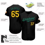 Custom Authentic Baseball Jersey in Black and Gold with Kelly Green - Personalized Name and Number Personalized Black Gold-Kelly