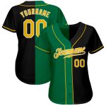 Customizable Black Gold-Kelly Green Authentic Baseball Jersey with Name & Number - Split Fashion Team Gear Personalized Black