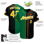 Customizable Black Gold-Kelly Green Authentic Baseball Jersey with Name & Number - Split Fashion Team Gear Personalized Black
