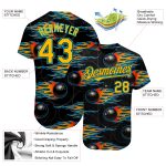 Personalized 3D Pattern Bowling Ball Black Gold-Lakes Blue with Hotrod Flame Authentic Baseball Jersey Team Custom Name & Number