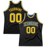 Personalized Black and Light Blue Throwback Basketball Jersey for Adults Personalized Black Gold-Light Blue Throwback Basketball
