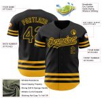Custom Black and Gold Baseball Jersey, Personalized Sport Shirt for Team and Fans Personalized Black Gold Line Baseball Jersey