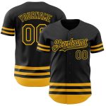 Custom Black and Gold Baseball Jersey, Personalized Sport Shirt for Team and Fans Personalized Black Gold Line Baseball Jersey
