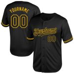 Custom Black Gold Baseball Jersey Personalized Name and Number Authentic Throwback Style Personalized Black Gold Mesh Authentic