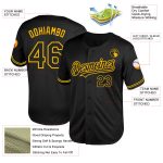 Custom Black Gold Baseball Jersey Personalized Name and Number Authentic Throwback Style Personalized Black Gold Mesh Authentic