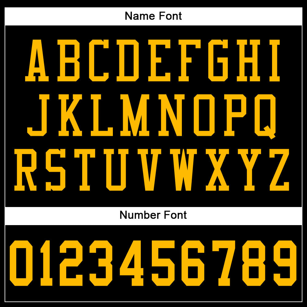 Personalized Black Gold Mesh Football Jersey Personalized Black Gold Mesh Football Jersey - Custom Sports Team Apparel Personalized Black Gold Mesh Football Jersey - Image 4