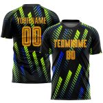 Personalized Soccer Uniform Jersey - Black Gold Neon Green Sublimation Personalized Black Gold-Neon Green Sublimation Soccer